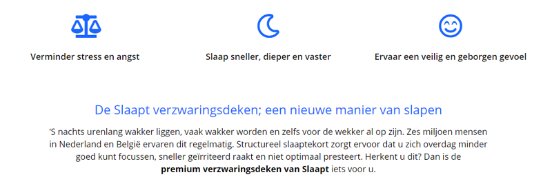Voordelen verzwaringsdeken volgens fabrikant Slaapt